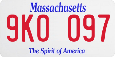 MA license plate 9KO097