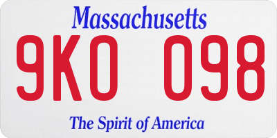 MA license plate 9KO098