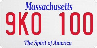 MA license plate 9KO100