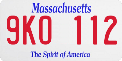 MA license plate 9KO112