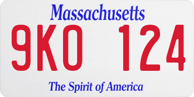 MA license plate 9KO124