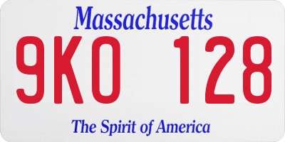 MA license plate 9KO128