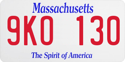 MA license plate 9KO130