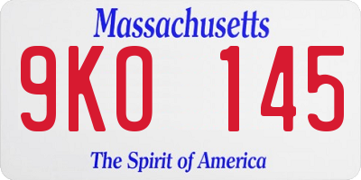 MA license plate 9KO145