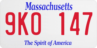MA license plate 9KO147