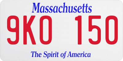 MA license plate 9KO150