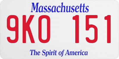 MA license plate 9KO151