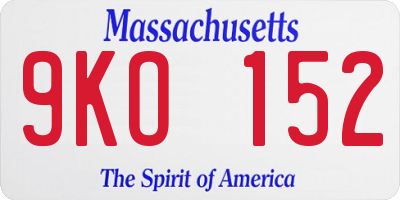 MA license plate 9KO152