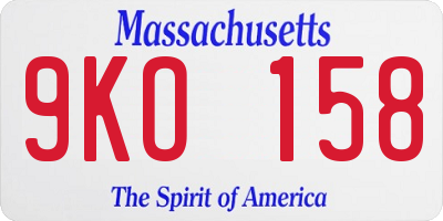 MA license plate 9KO158