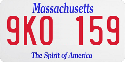 MA license plate 9KO159
