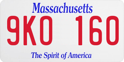 MA license plate 9KO160