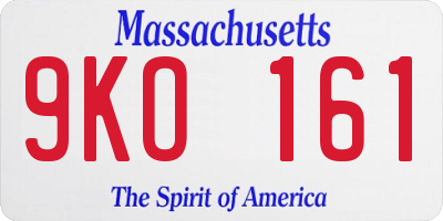 MA license plate 9KO161