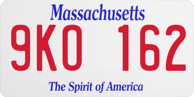 MA license plate 9KO162