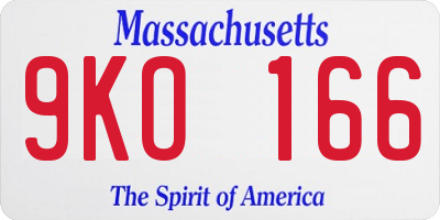 MA license plate 9KO166