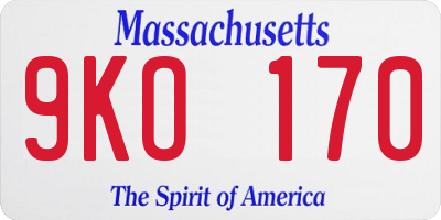 MA license plate 9KO170