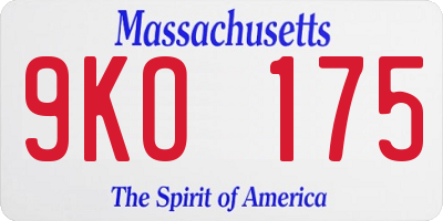 MA license plate 9KO175