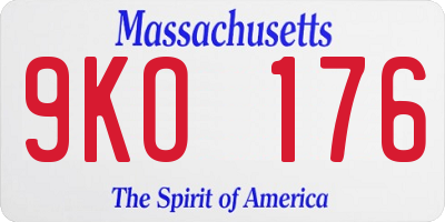 MA license plate 9KO176