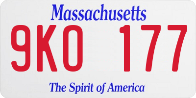MA license plate 9KO177