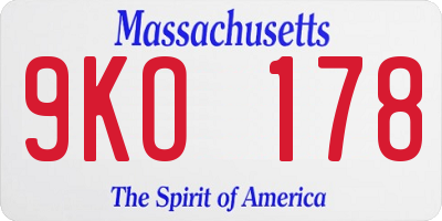MA license plate 9KO178
