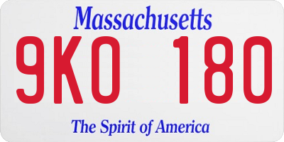 MA license plate 9KO180