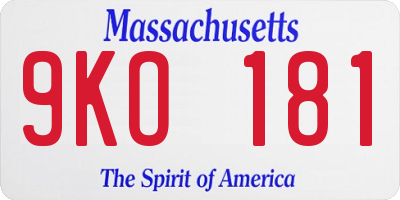 MA license plate 9KO181