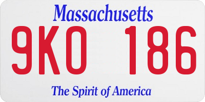 MA license plate 9KO186