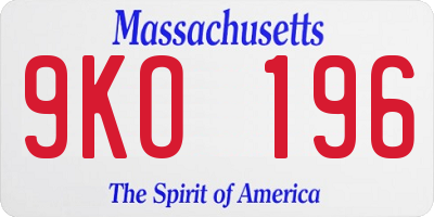 MA license plate 9KO196