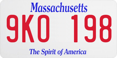 MA license plate 9KO198
