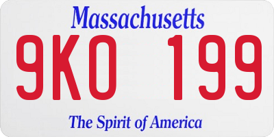MA license plate 9KO199