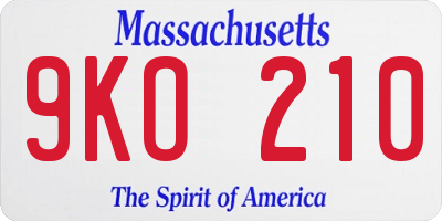 MA license plate 9KO210
