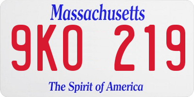 MA license plate 9KO219