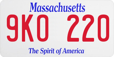 MA license plate 9KO220