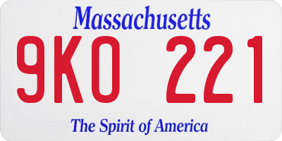 MA license plate 9KO221