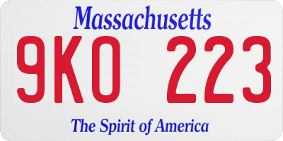 MA license plate 9KO223