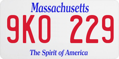 MA license plate 9KO229