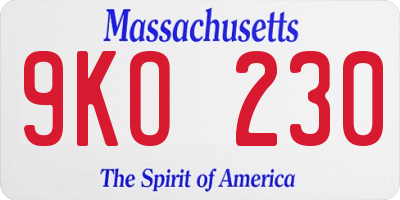 MA license plate 9KO230