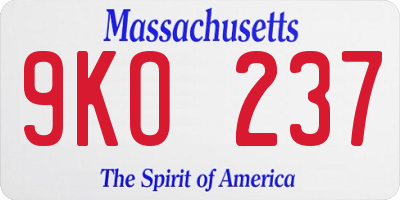MA license plate 9KO237