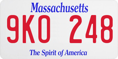MA license plate 9KO248