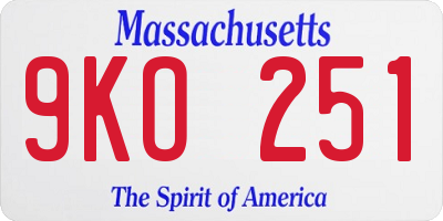 MA license plate 9KO251