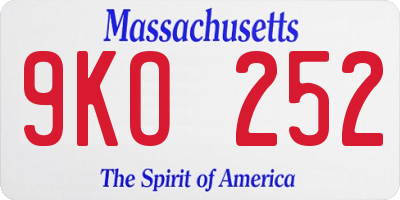 MA license plate 9KO252