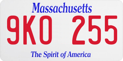 MA license plate 9KO255