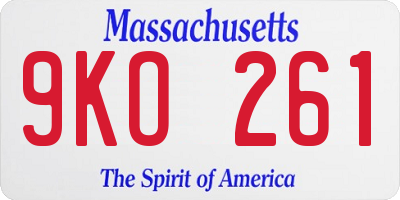 MA license plate 9KO261