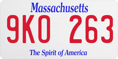 MA license plate 9KO263