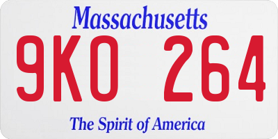 MA license plate 9KO264