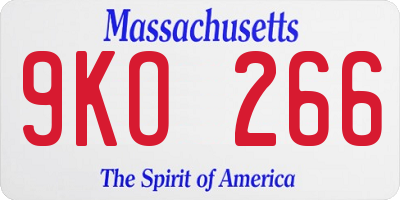 MA license plate 9KO266