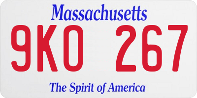 MA license plate 9KO267