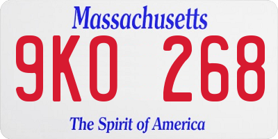 MA license plate 9KO268