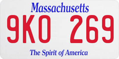 MA license plate 9KO269