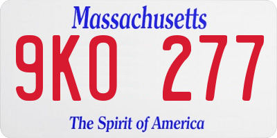 MA license plate 9KO277