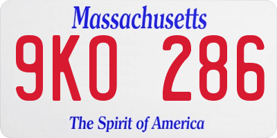MA license plate 9KO286